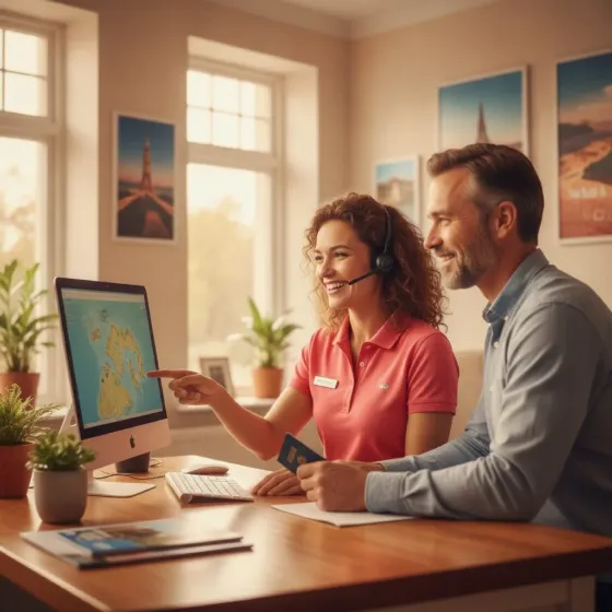 An Ingrid Travel agent helping a customer by phone